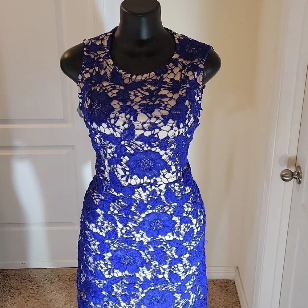 BRAND NEW RYAN MICHELLE LACE SLEEVELESS ROUNDNECK LINE DRESS - Picture 5 of 16